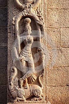 Hindu goddess on the wall in India