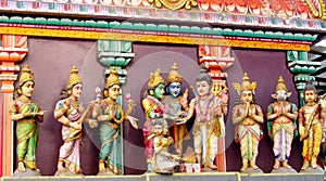Hindu Gods colorful statues in India