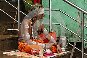 Hindu holy man in a Gag of the Ganges.