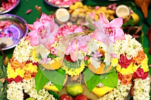 Hindu Indian wedding ceremony, flowers.