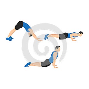 Hindu. Judo push ups. Dive bombers exercise. Flat vector