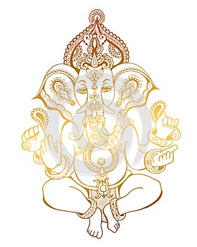 hindu lord ganesha ornate sketch drawing, tattoo, yoga, spirituality symbol photo