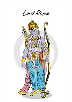 Hindu Lord Rama vector illustration happy ram navmi