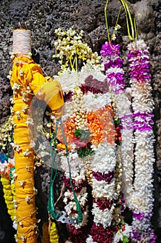 Hindu man carry milk pot (Paal Kudam) at Batu Cave temple during Thaipusam festival.