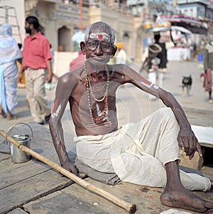 Varanasi, India, Hindu man on the ghats