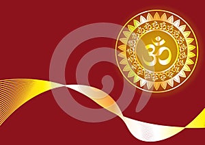 Hindu mantra writing `Shree` and `Aum` or `Om` design