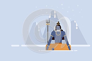 Hindu mythological god Shiva meditating on mountains