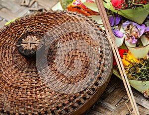 Hindu offerings and gifts to god in basket