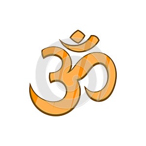 Hindu Om symbol icon in cartoon style