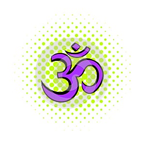 Hindu om symbol icon, comics style