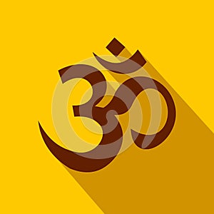 Hindu om symbol icon, flat style