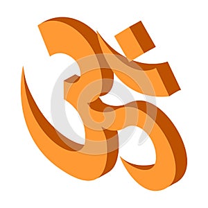 Hindu om symbol icon, isometric 3d style