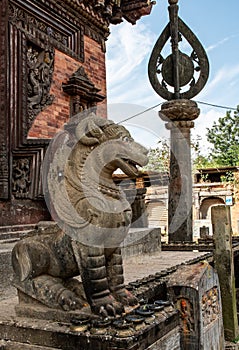 Hindu religious symbols in the Changu Narayan temple in Bhaktapur