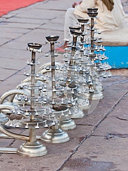 Hindu ritual candle holders at Varanasi, India