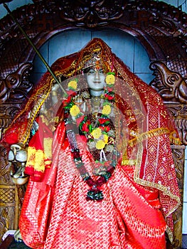 Hindu statue of Parvati on an altar