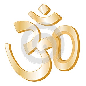 Hindu Symbol, gold, isolated on a white background