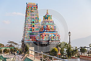 Hindu temple with colorful decoration in the area of Siddhesvara Dhaam in Namchi. Sikkim, India