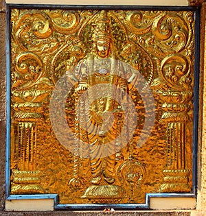 Hindu temple golden element. Shiva. Janardana Swami Temple