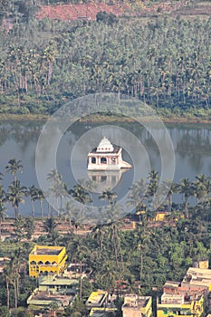 Hindu temple in the middle of lake in Visakhapatnam