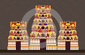 Hindu Temple on Pattern Background