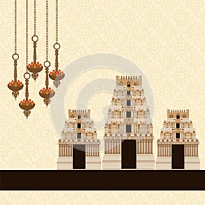 Hindu Temple on Pattern Background photo