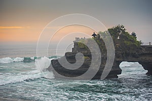 Hindu temple Pura Tanah Lot and sunset Bali, Indonesia