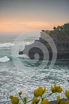 Hindu temple Pura Tanah Lot and sunset Bali, Indonesia