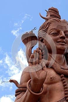 Hindu Temple, Sacred Grand Bassin lake, Detail of the statue of Shiva