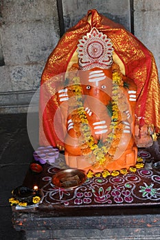 Hindu Temple to Ganesha at Daulatabad Fort near Aurangabad, Maharashtra, India.