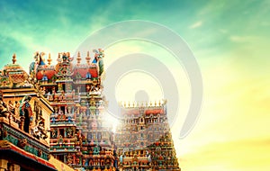 Hindu temple tower, Tamil Nadu, South India temple gopuram