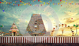 Hindu temple tower, Tamil Nadu, South India temple gopuram photo