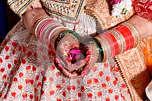 Hindu wedding ceremony. Details of traditional indian wedding. Beautifully decorated hindu wedding accessories. Indian marriage