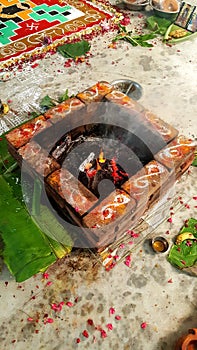 Hindu wedding yagna ceremony preparation