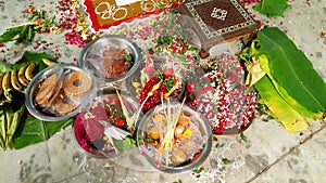 Hindu wedding yagna ceremony preparation