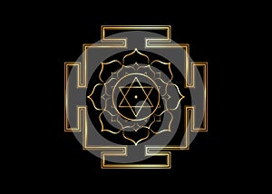 Hinduism Bhuvaneshwari yantra Prakriti sacred diagram, 6 pointed star. Gold Yantra Dasa Mahavidya sacred geometry divine mandala