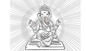 hinduism god ganesha illustration blackwhite