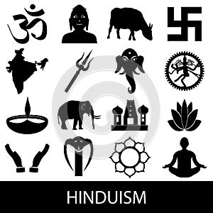 Hinduism religions symbols vector set of icons eps10