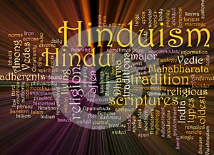 Hinduism word cloud glowing photo