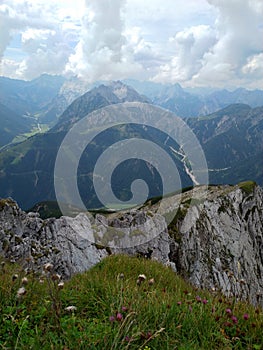 Hinking on the Seebergspitze, a mountain in tyrol