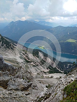 Hinking on the Seebergspitze, a mountain in tyrol