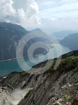 Hinking on the Seebergspitze, a mountain in tyrol