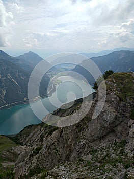 Hinking on the Seebergspitze, a mountain in tyrol, Austria