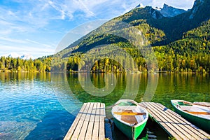 Hintersee lake in Bavarian Alps in Berchtesgaden, Germany