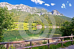 Hintersee lake in Berchtesgaden Alpine landscape mirror view