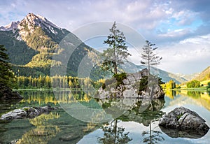 The Hintersee lake near Ramsau in the Berchtesgadener Land region