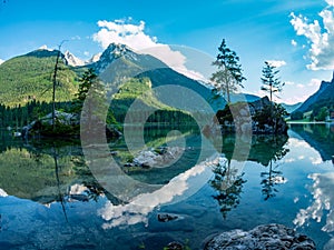 Hintersee with reflection of the Hochkalter