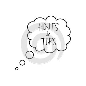 Hints and tips. Guidance, creative.Hot Tip.Hints and tips words on white space, guidance and help concept