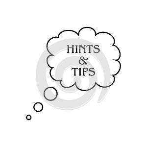 Hints and tips. Guidance, creative.Hot Tip.Hints and tips words on white space, guidance and help concept