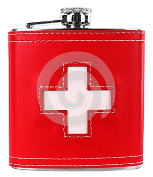 Hip flask with Swiss flag