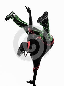 Hip hop acrobatic break dancer breakdancing young man handstand photo